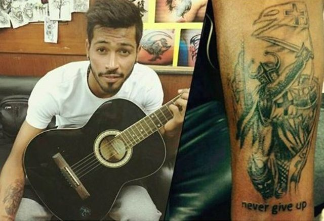 Detailed view of the tattoo of Hardik Pandya of India during the News  Photo  Getty Images