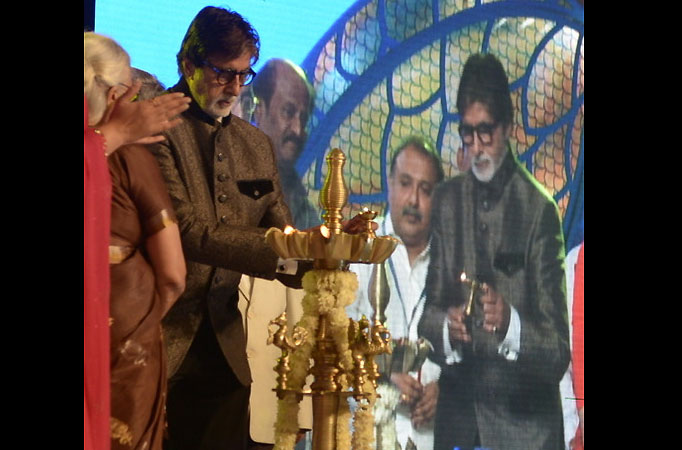 Amitabh Bachchan at the 45th edition of the International Film Festival of India (IFFI) along with superstar Rajinikanth in Goa 