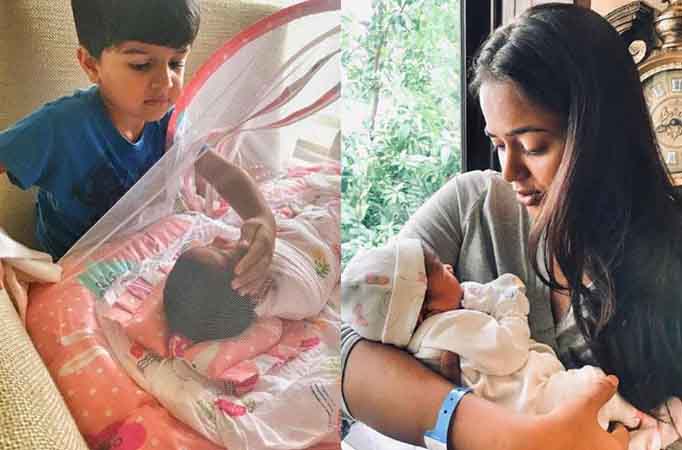 Sameera's son ‘fascinated' by his newborn sister