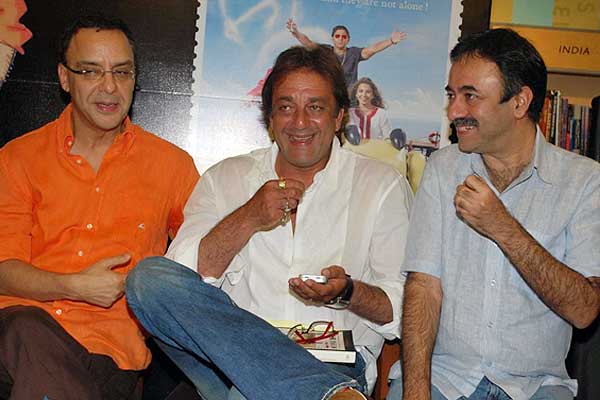 Vidhu Vinod Chopra, Sanjay Dutt and Raj Kumar Hirani