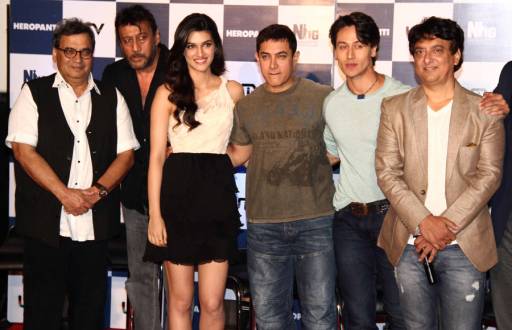 Tiger Shroff and Kriti Sanon with Aamir Khan, Jackie Shroff,Subhash Ghai ,Sajid Nadiadwala