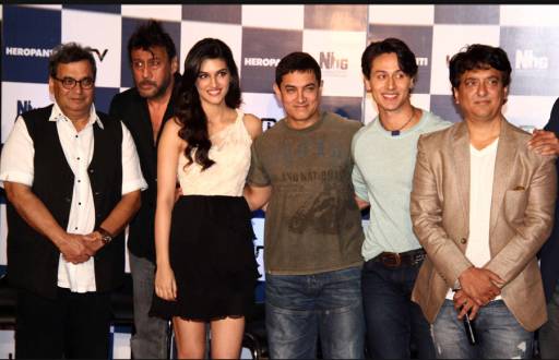 Tiger Shroff and Kriti Sanon with Aamir Khan, Jackie Shroff,Subhash Ghai ,Sajid Nadiadwala