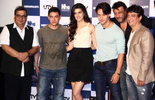 Tiger Shroff and Kriti Sanon with Aamir khan, Jackie shroff, Subhash Ghai and Sajid Nadiadwala