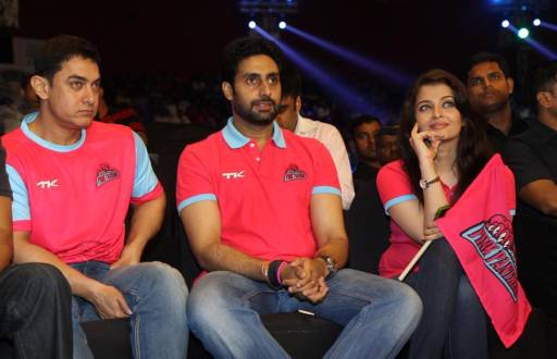 Abhishek Bachchan with wife Aishwarya Rai Bachchan and Aamir Khan